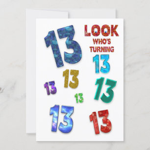 13th Birthday Party Invitation, Colourful Numbers Invitation