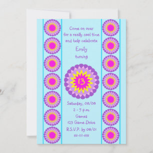 13th Birthday Party Invitation Cool Blue 13
