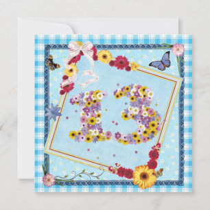 13th Birthday party Invitation flowers,butterflies