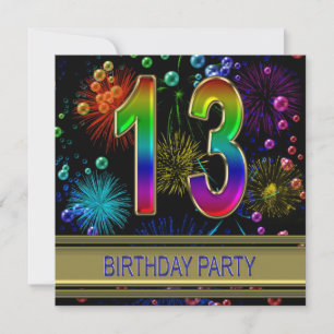 13th Birthday party Invitation with bubbles