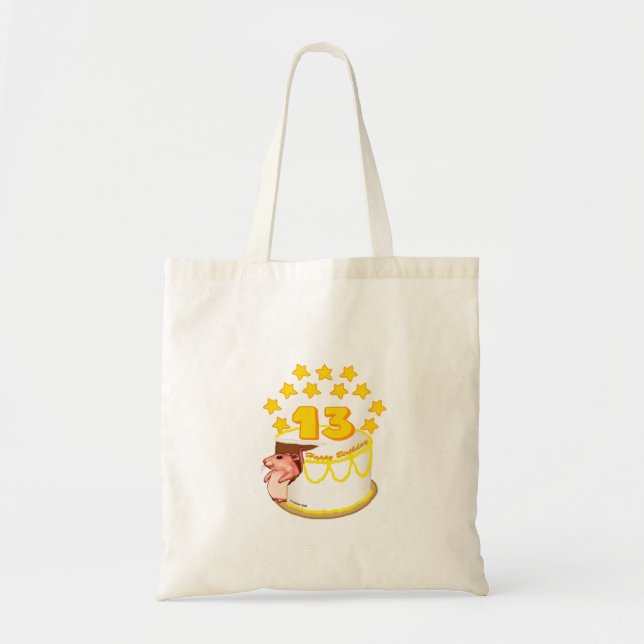 13th Birthday Party Mouse birthday tote bags (Front)