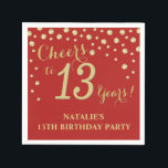 13th Birthday Party Red and Gold Diamond Napkins<br><div class="desc">13th Birthday Party Invitation with Red and Gold Glitter Diamond Background. Gold Confetti. Kids Birthday. Boy or Girl Birthday. For further customization,  please click the "Customize it" button and use our design tool to modify this template.</div>