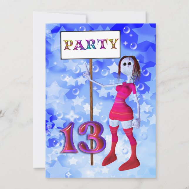 13th Birthday party sign board invitation (Front)
