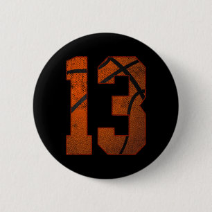 13th Birthday Party Thirteen 13 Year Old Basketbal 2 Inch Round Button