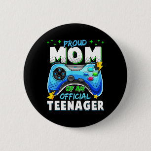 13th Birthday Proud Mom Official Teenager Video Ga 2 Inch Round Button