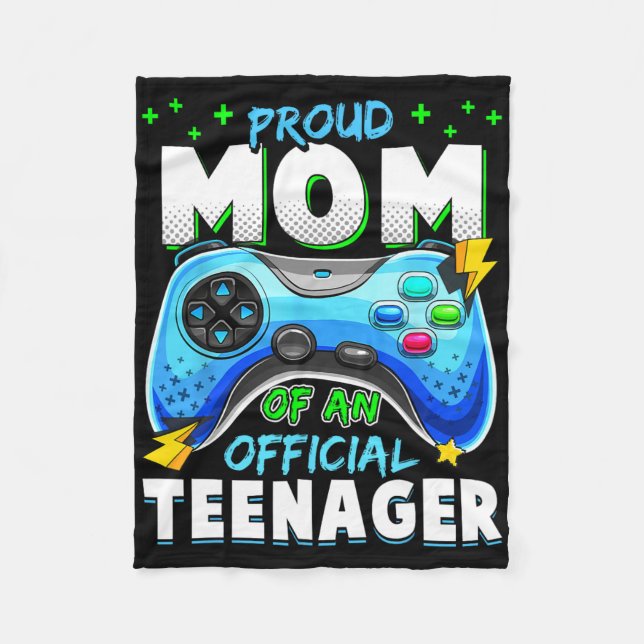13th Birthday Proud Mom Official Teenager Video Ga Fleece Blanket (Front)