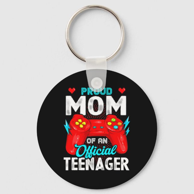 13th Birthday Proud Mom Official Teenager Video Ga Keychain (Front)