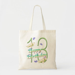 13th Birthday Rainbows and Butterflies Budget Tote Bag