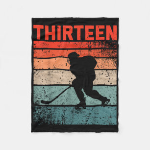 13th Birthday Retro Ice Hockey 13 Years Old Boy Gi Fleece Blanket