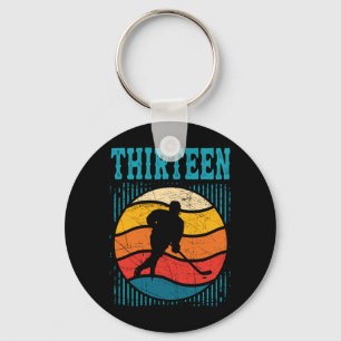 13th Birthday Retro Ice Hockey 13 Years Old Boy Keychain