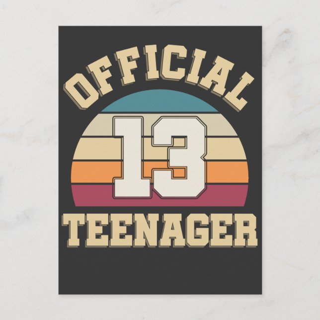 13th Birthday Retro Official Teenager Postcard (Front)
