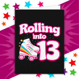 13th Birthday Roller Skating 13 Years Old Skate Card