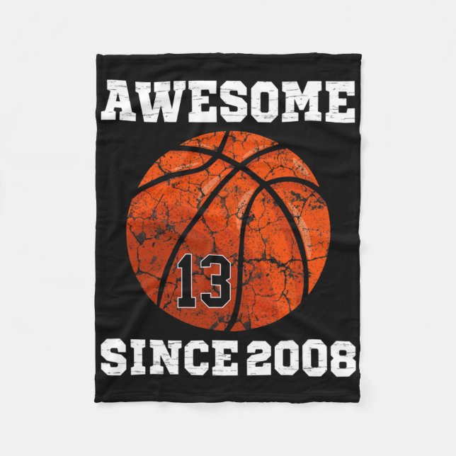 13th Birthday Sketll Lover Gift 13 Years Old Vinta Fleece Blanket (Front)