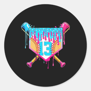 13th Birthday Softll Ice Cream Drip 13 Years Boy G Classic Round Sticker