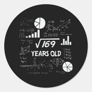 13th Birthday Square Root Math 13 Years Old Bday Classic Round Sticker