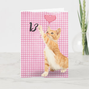 13th birthday tabby cat card