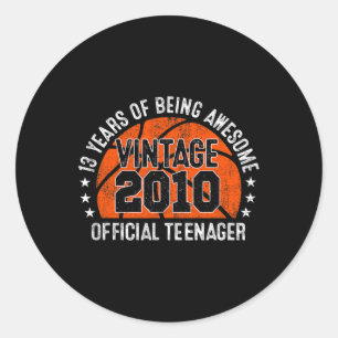 13th Birthday Vintage 2010 Official Teenager 13 Y Classic Round Sticker