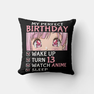 13th Birthday Watch Anime 13 Years Old Anime Teen Throw Pillow