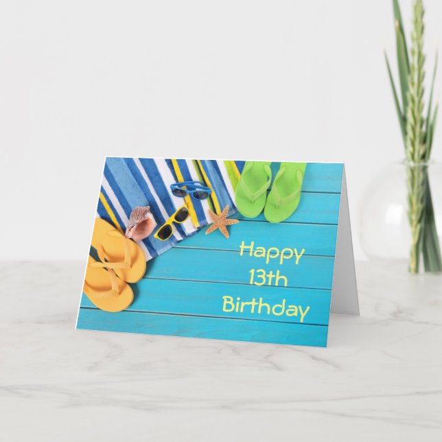 ***13th BIRTHDAY*** WISHES FOR MY FAV BEACH BUM   Card (Front)