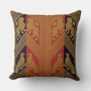 13th century heraldry print lions rampant and bird throw pillow