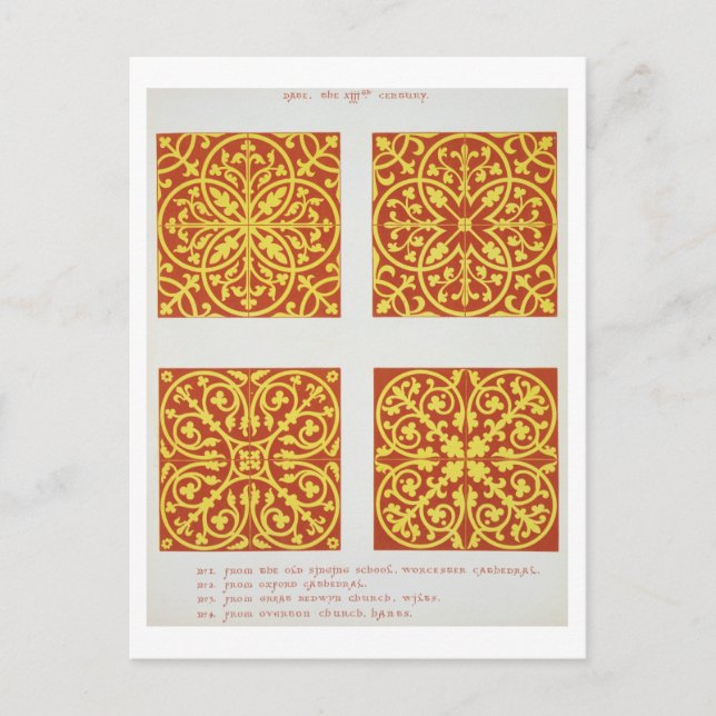 13th century tile designs, illustration from 'Spec Postcard (Front)
