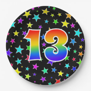 13th Event: Bold, Fun, Colourful Rainbow 13 Paper Plate