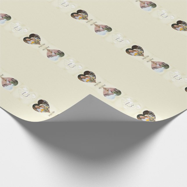 13th Lace-like 2 Photos Heart frames Wrapping Paper (Corner)