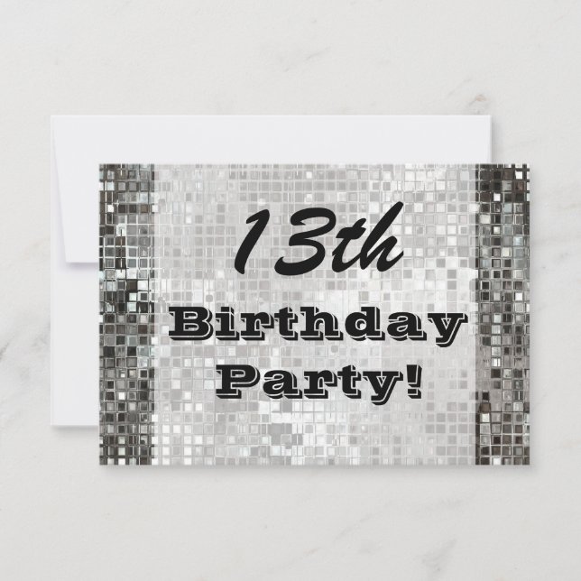 13th Or Any Age Birthday Party Silver Invitation (Front)