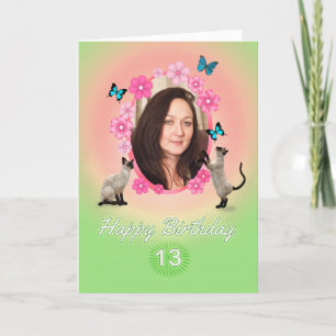 13th photo card with cats and butterflies,