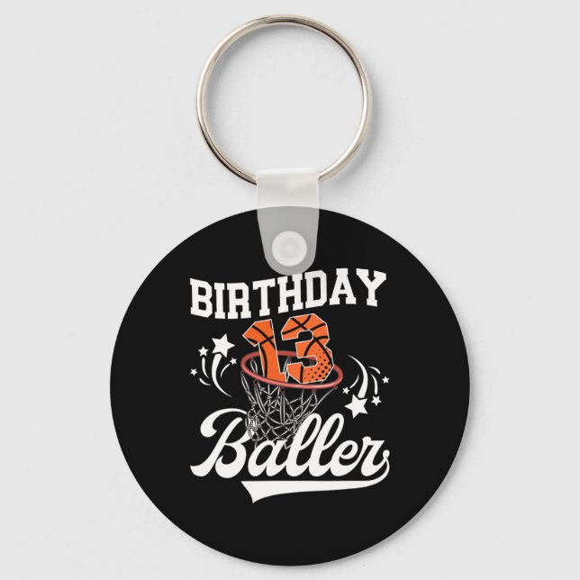 13th Sketll Birthday Thirteen Year Old Sketll Play Keychain (Front)