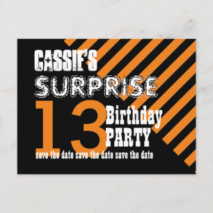 13th TEEN Surprise Birthday Save the Date T13A Announcement Postcard