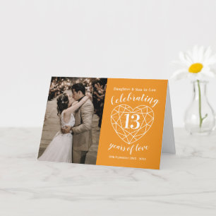 13th Wedding Anniversary citrine heart Card