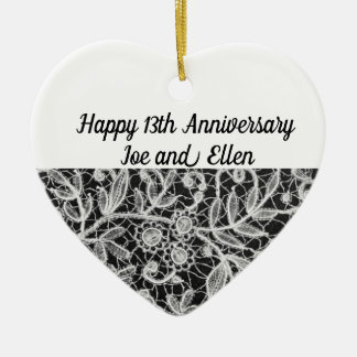 13th Wedding Anniversary, Lace Anniversary Ceramic Ornament