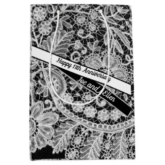 13th Wedding Anniversary, Lace Anniversary Medium Gift Bag
