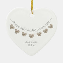 13th Wedding Anniversary lace bunting ornament