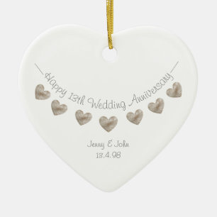 13th Wedding Anniversary lace bunting ornament