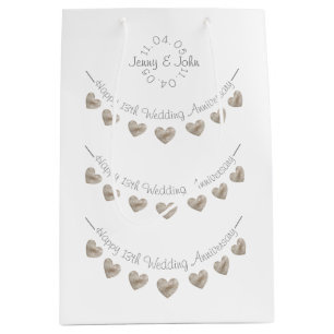 13th Wedding Anniversary lace heart gift bag