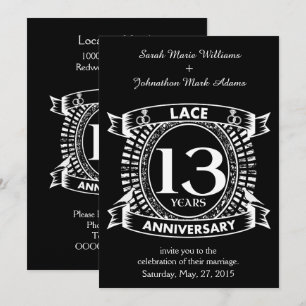 13TH wedding anniversary lace Invitation