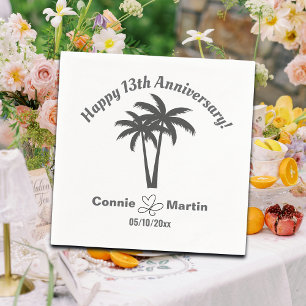 13th Wedding Anniversary Palm Trees Napkin