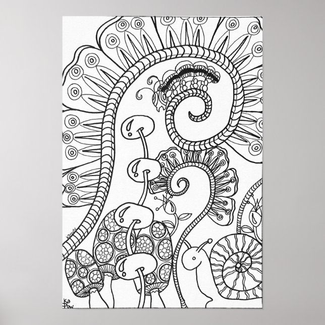13x19 colouring poster caterpillar and snail (Front)