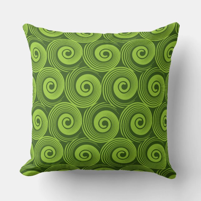 140216 Spirals - Martian Green on Dk Green 325513 Throw Pillow (Front)