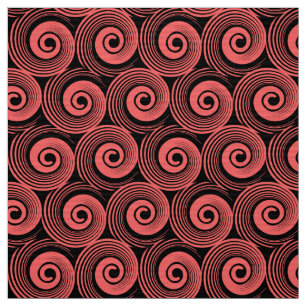140216 Spirals - Tropical Pink on Black Fabric