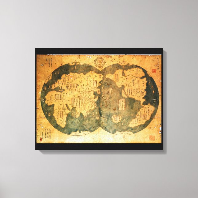 1418 Chinese World Map by Gavin Menzies Canvas Print (Front)