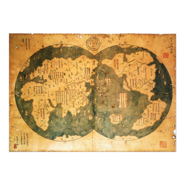 1418 Chinese World Map by Gavin Menzies Photo Print (Front)