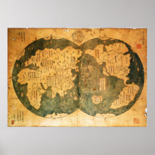 1418 Chinese World Map by Gavin Menzies Poster