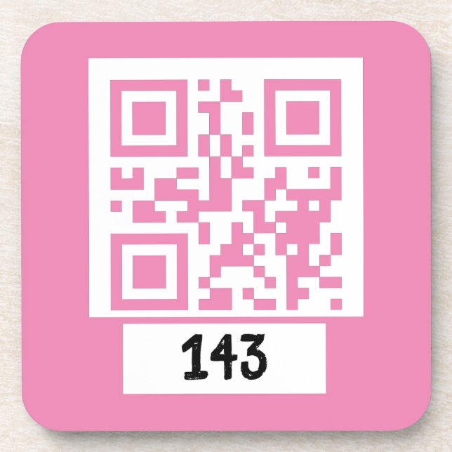 143 secret QR code message, decode it, say it. PNK Coaster (Front)