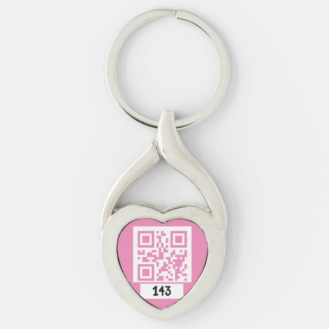 143 secret QR code message, decode it, say it. PNK Keychain (Front)