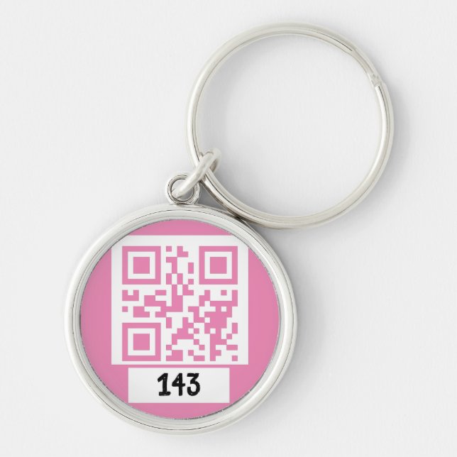 143 secret QR code message, decode it, say it. PNK Keychain (Front)