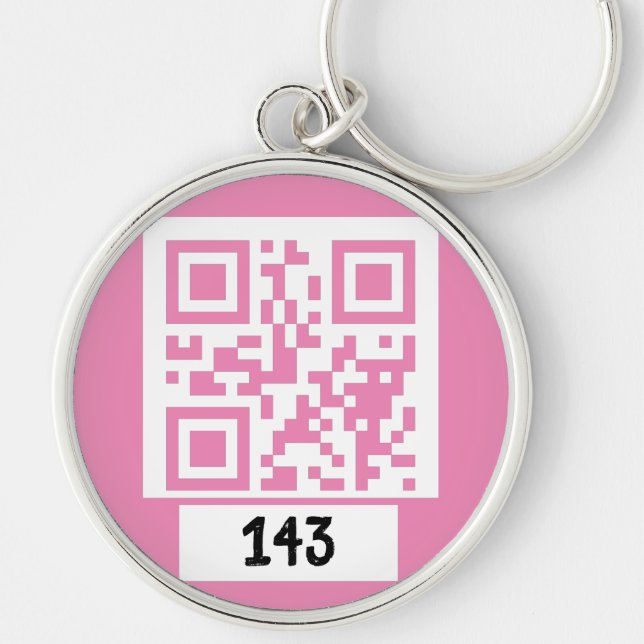 143 secret QR code message, decode it, say it. PNK Keychain (Front)