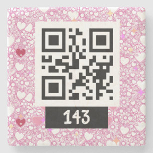 143 secret QR code message, say it decode it. v3 Stone Coaster